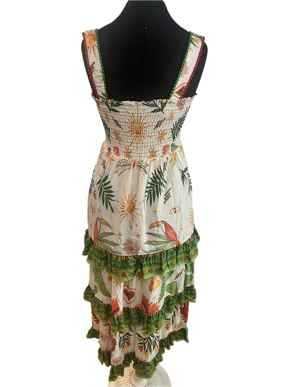 Shore Brand Thalia Tiered Toucan Dress Cotton Small $285 Retail Resort Festival - Picture 4 of 6